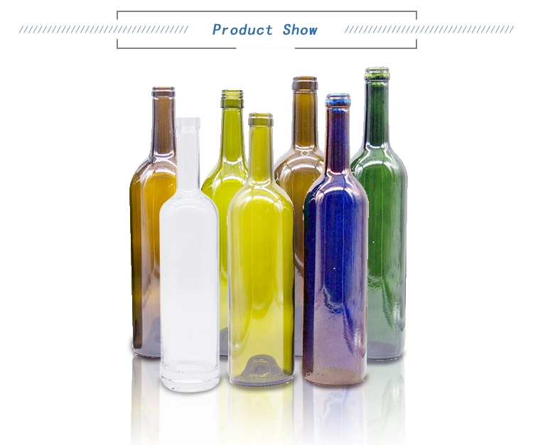 High Quality Empty 750 Ml Clear Antique Green Bordeaux Glass Wine Bottles