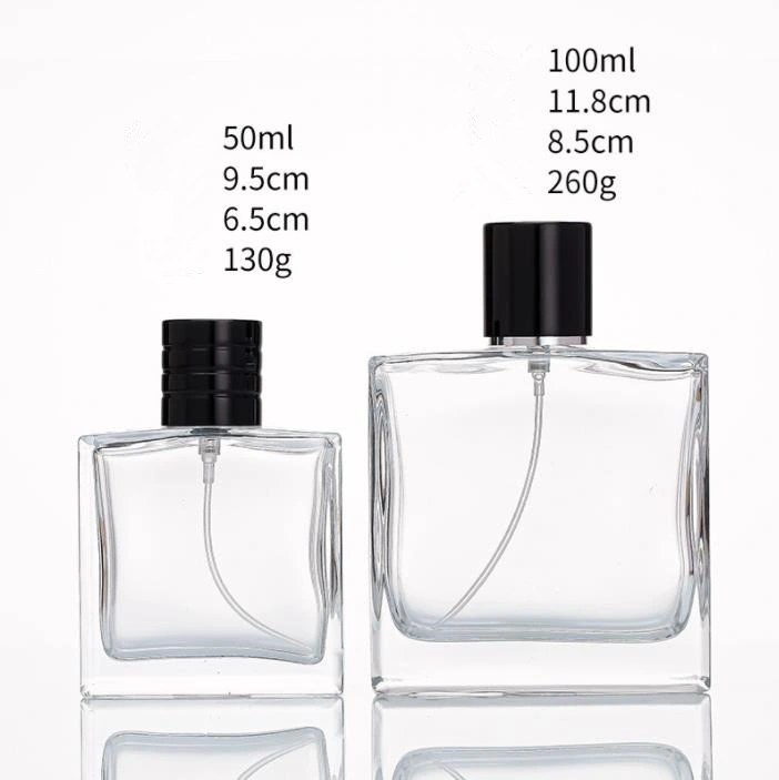 50ml 100ml Customize Square Wholesale Luxury Packaging Empty Spray Glass Perfume Bottle