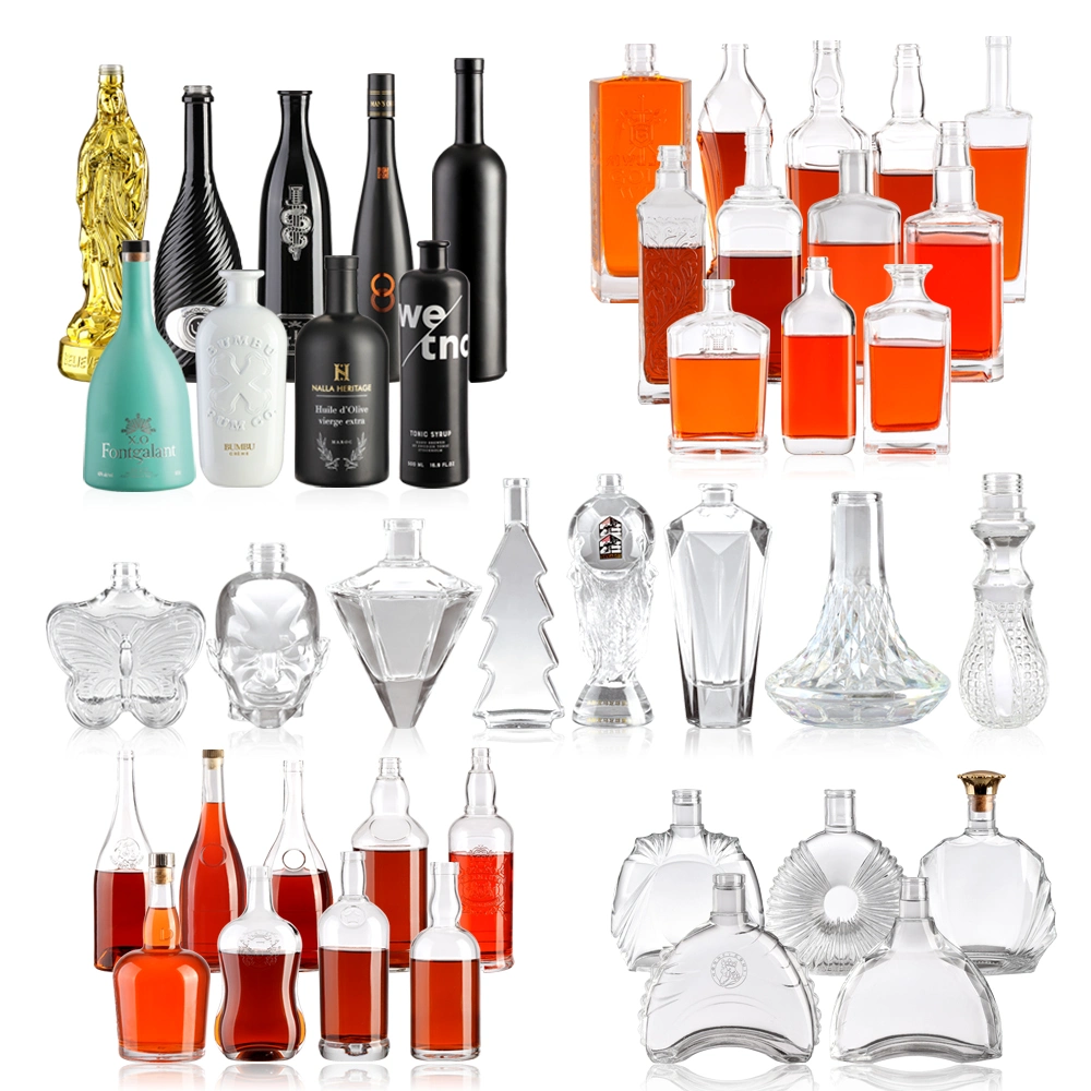 500ml Glass Bottle Unique Shape Customized Shape Brandy Bottle